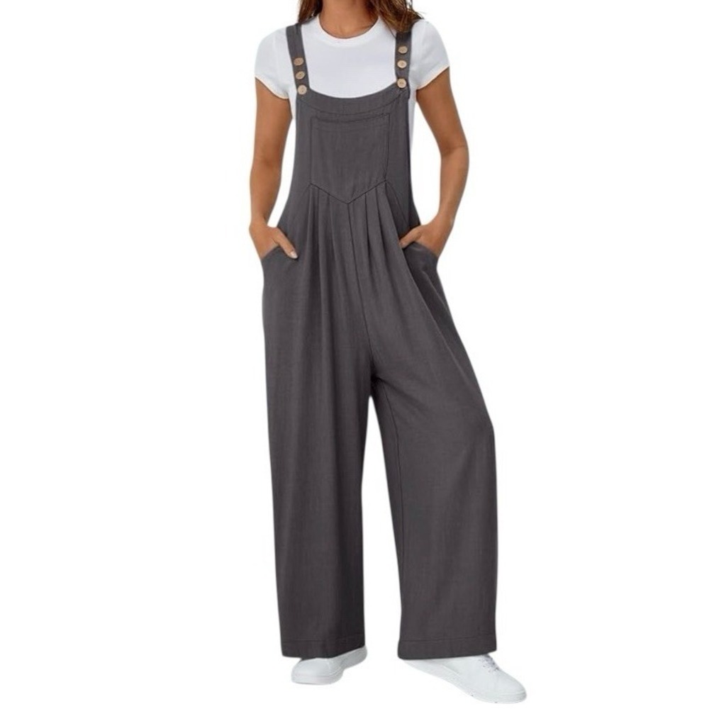 NWT Beach Vacation Relaxed Jumpsuit Overalls Wide Leg GorpCore Granola Girl XL - Picture 2 of 14